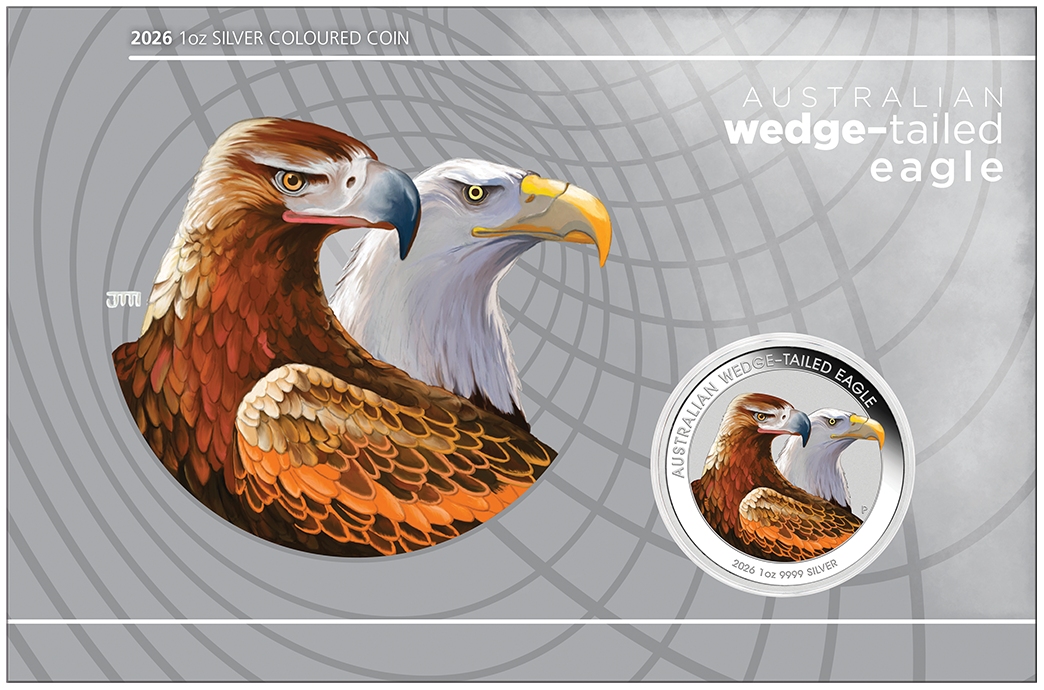2026 1oz Australian Wedge-tailed Eagle Silver Coloured Coin in Card