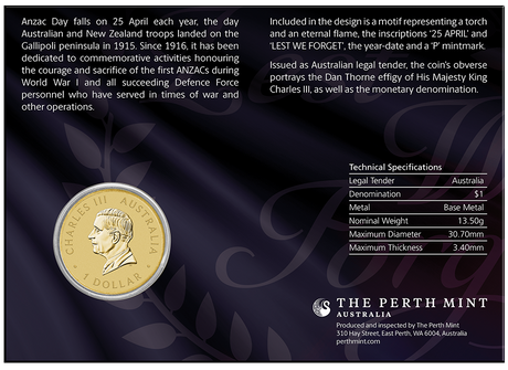 2026 $1 ANZAC Day Coin in Card