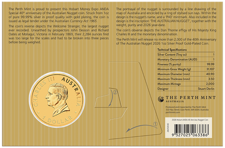 2026 1oz ANDA Hobart Money Expo Silver Proof Gold-Plated Coin in Card