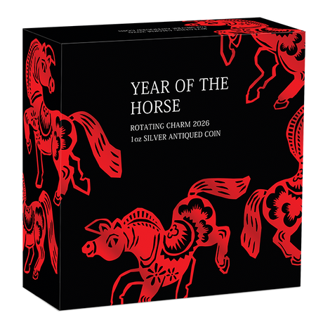 2026 1oz Year of the Horse Rotating Charm Silver Antiqued Coin