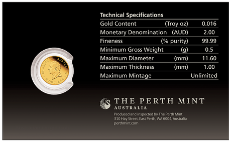 2026 0.5g Australian Kangaroo Mini Roo Gold Proof Coin in Card