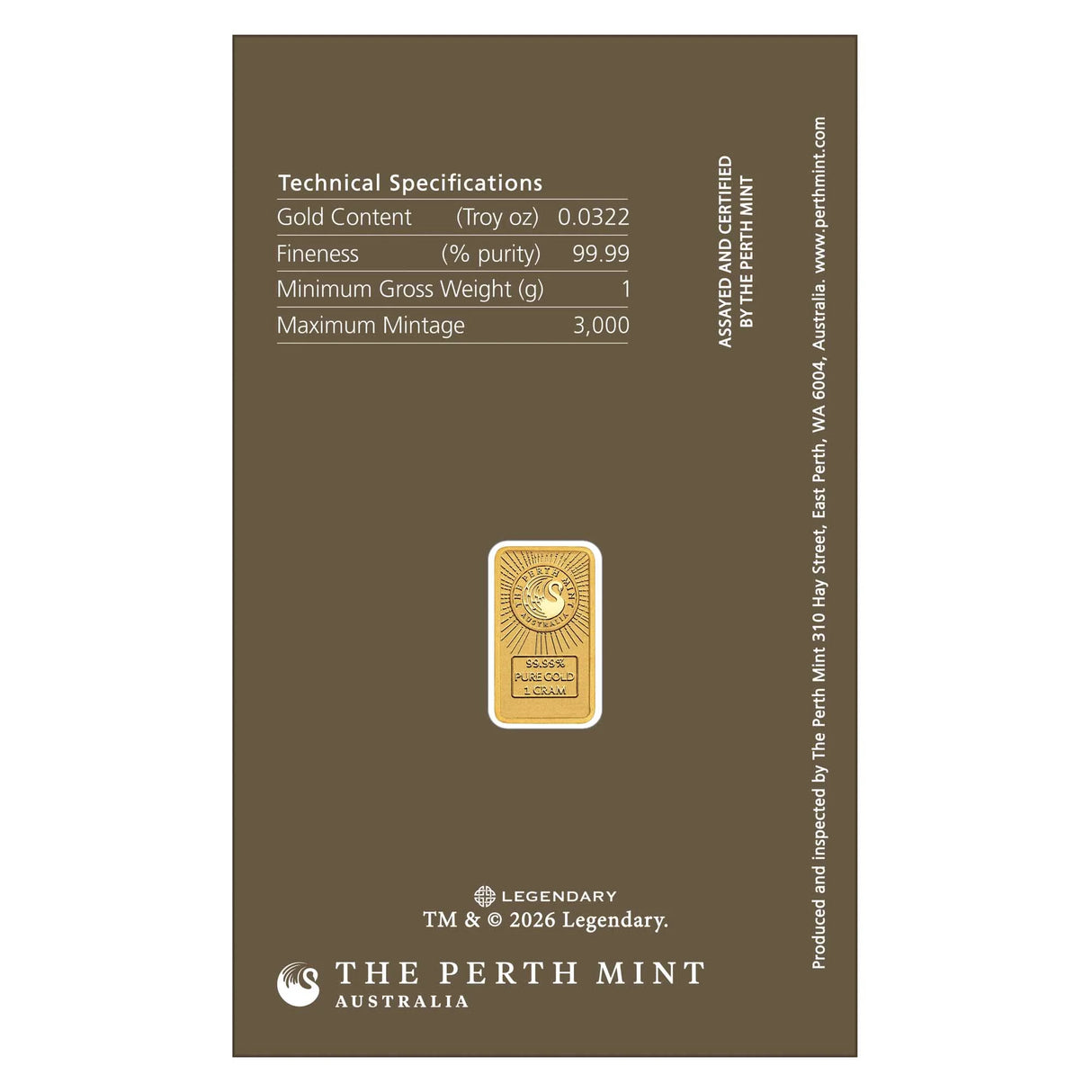 2026 1g DUNE Coloured Gold Minted Bar