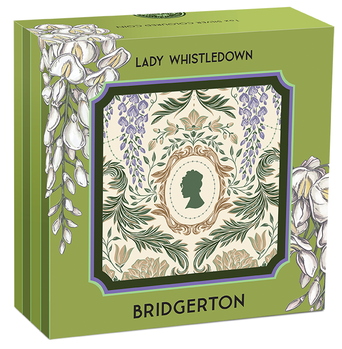2026 1oz Bridgerton Lady Whistledown Coloured Silver Coin