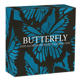2026 2oz Butterfly Silver Antiqued Coloured Coin