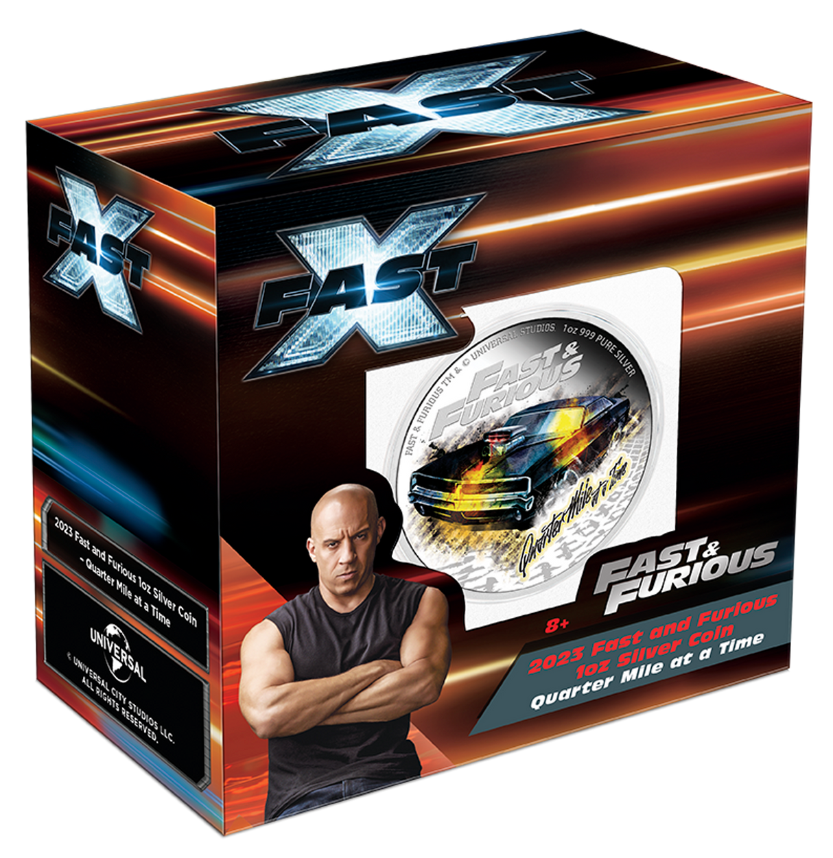Fast and Furious 2023 1oz Silver Proof Coloured Coin – Quarter Mile at a Time