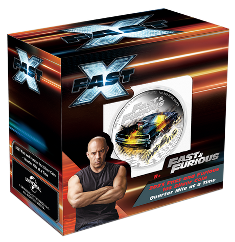 Fast and Furious 2023 1oz Silver Proof Coloured Coin – Quarter Mile at a Time