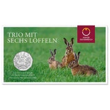 2026 5€ Austria Dürer’s Three Bunnies Ag Uncirculated Coin Card