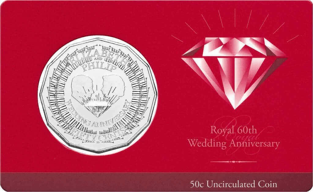 2007 50c Royal 60th Wedding Anniversary Coin Card