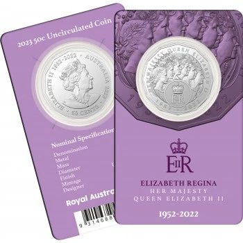 2023 50c Elizabeth Regina HM Queen Elizabeth II Uncirculated Coin Card