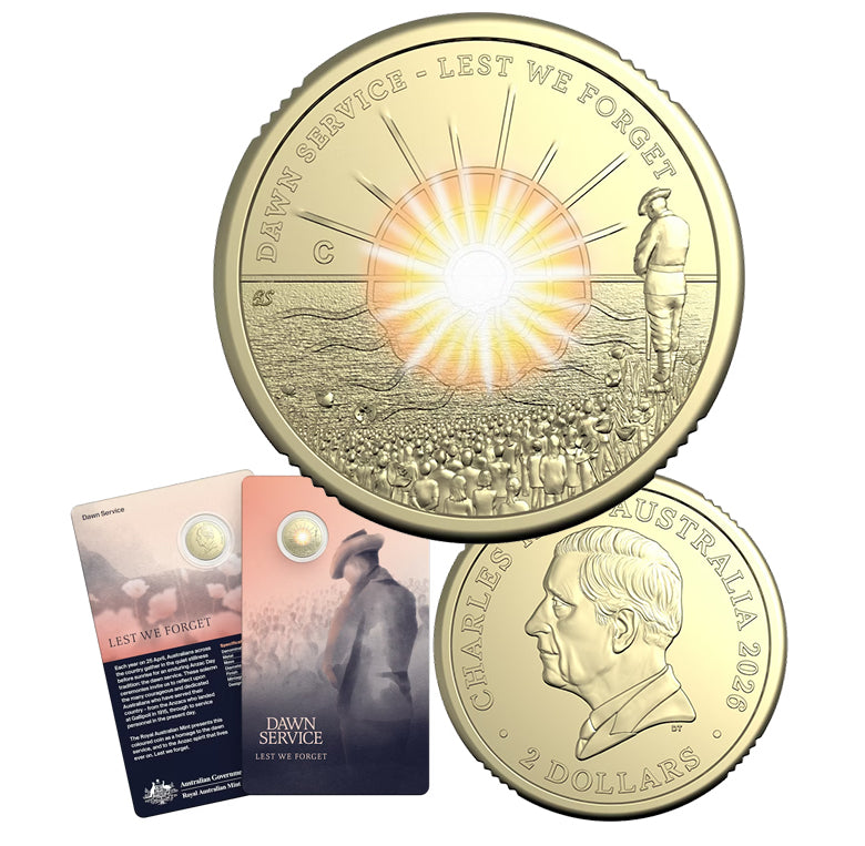 2026 $2 Dawn Service C Mintmark Colour AlBr Uncirc Coin Card