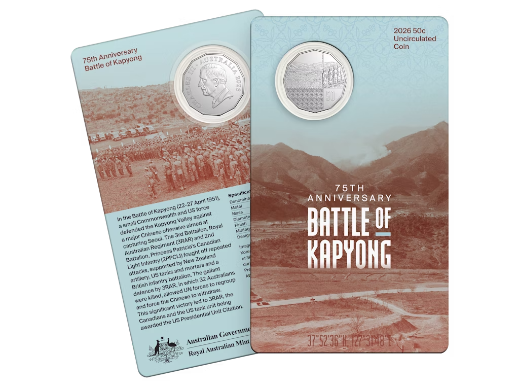 2026 50c Battle of Kapyong 75th Anniversary Uncirc Coin Card