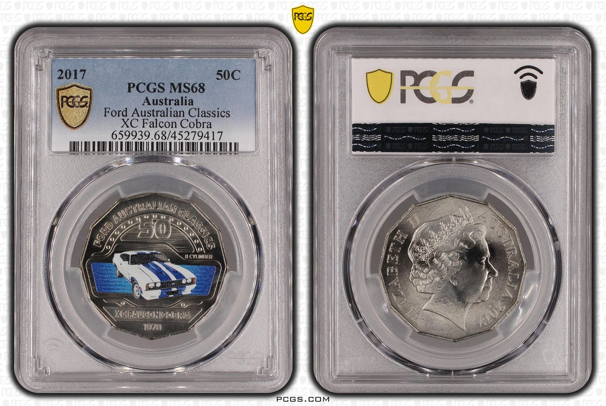 Ford Australian Classics XC Falcon Cobra 2017 50c Coloured Coin - PCGS MS68 (45279417)