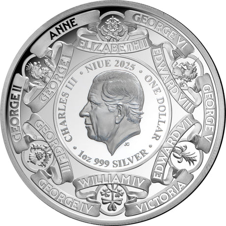 Monarchs Of Britain 2025 1oz Gold Plated Silver Proof Coin