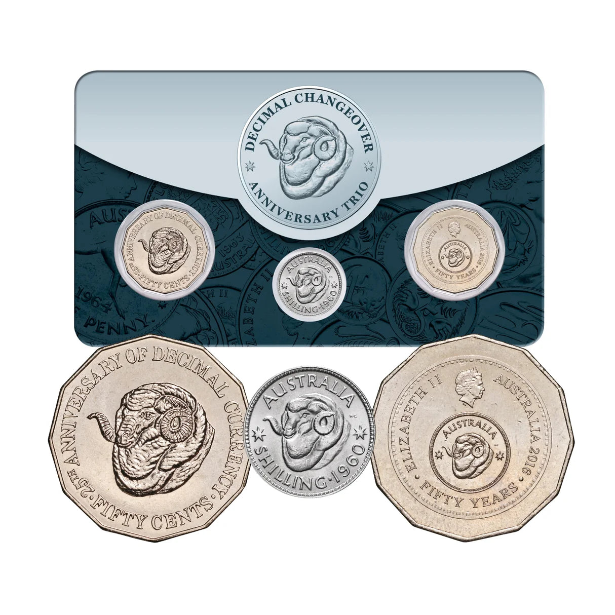 Decimal Changeover Anniversary Trio Coin Set