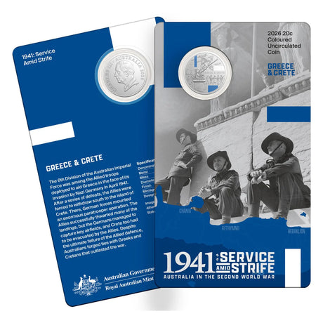 2026 20c 1941 Service Amid Strife Coloured Uncirculated 3 Coin Set