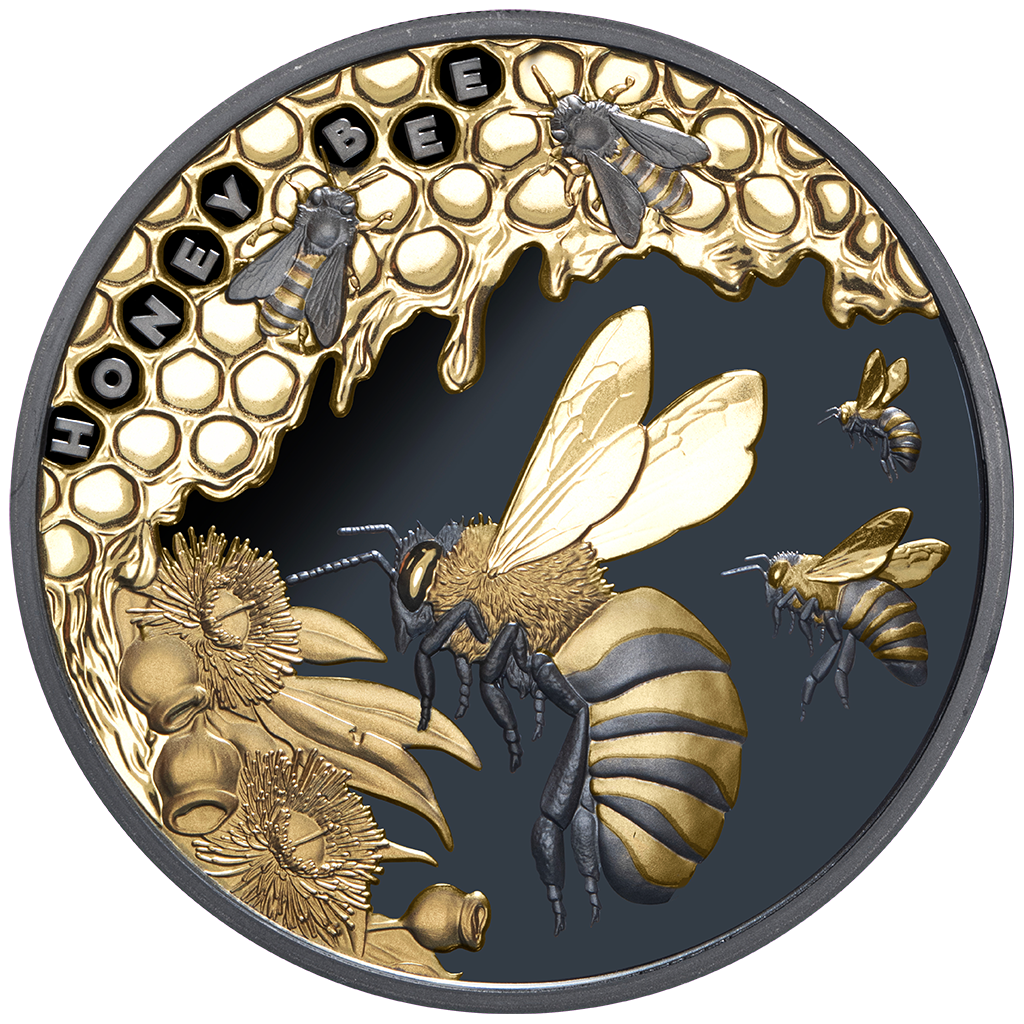 2025 $1 1oz Honey Bee Gilded Black Silver Proof Coin