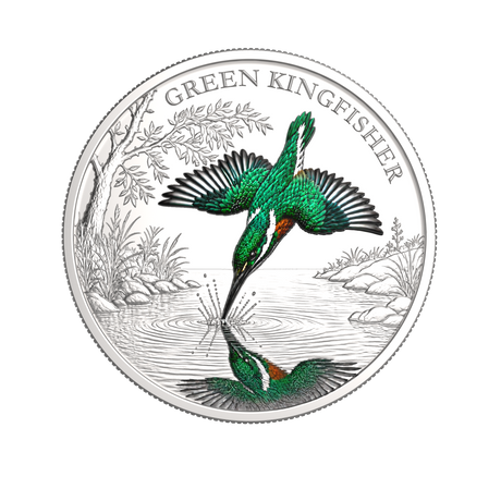 2026 1oz Green Kingfisher Coloured Silver Proof