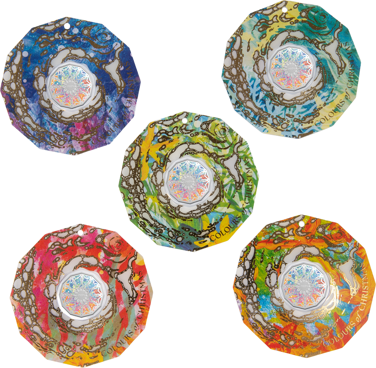 2026 50c Colours of Christmas Unc Coin Card - Set of 5