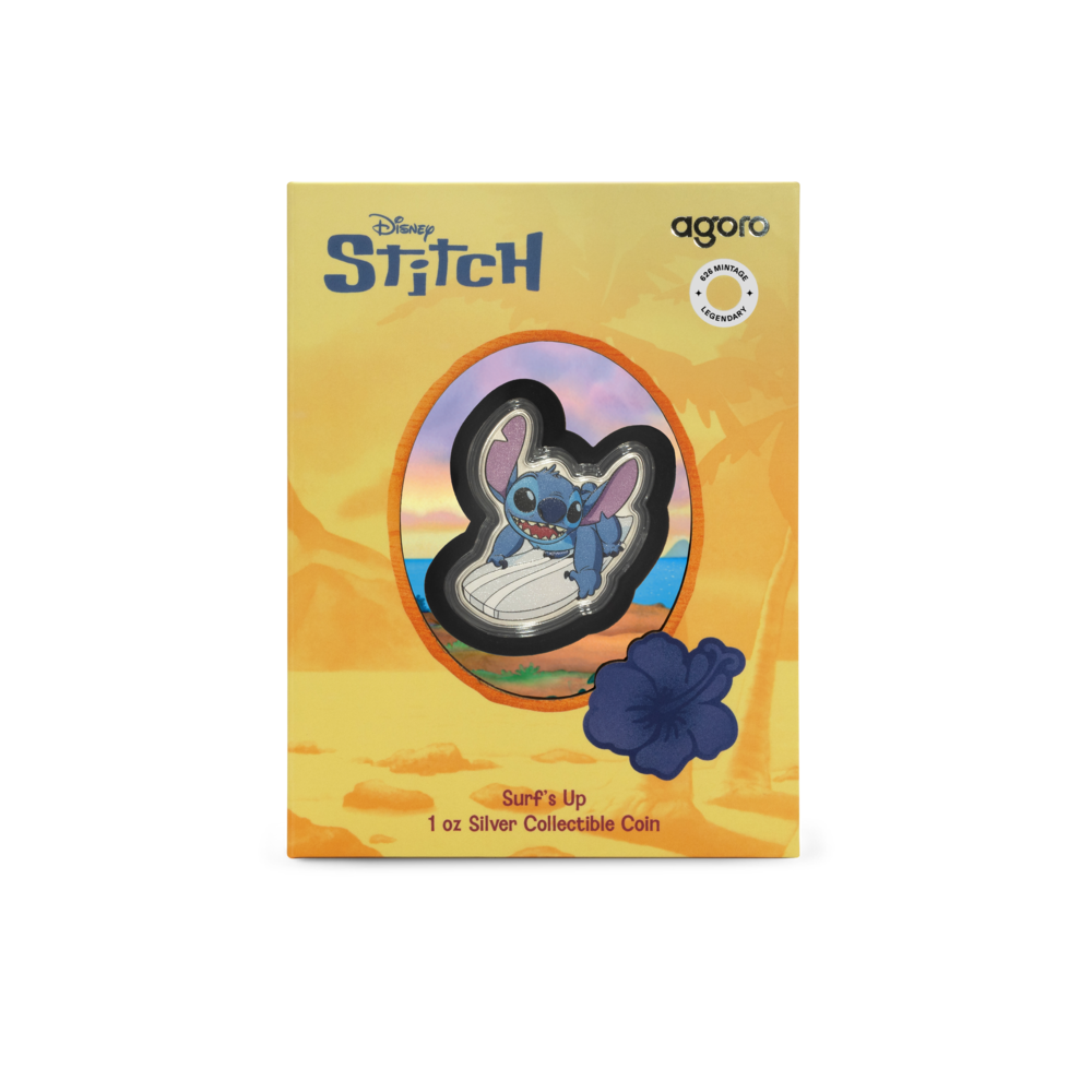 Disney Stitch - Surf's Up 2025 1oz Silver Coloured Coin