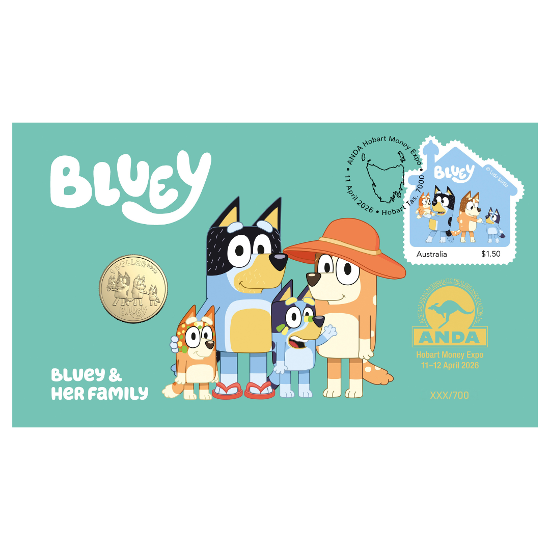 2026 ANDA Hobart Money Expo 2024 $1  Bluey & Her Family PNC