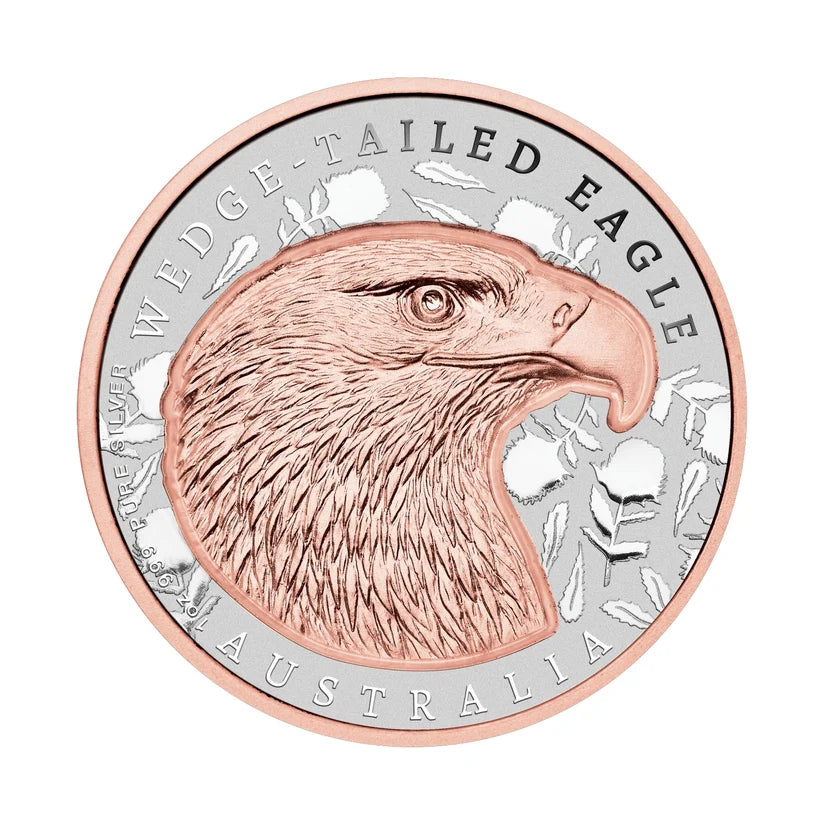2026 1oz Native Impressions: Wedge-Tailed Eagle Silver Super Incused Rose Gold Coin