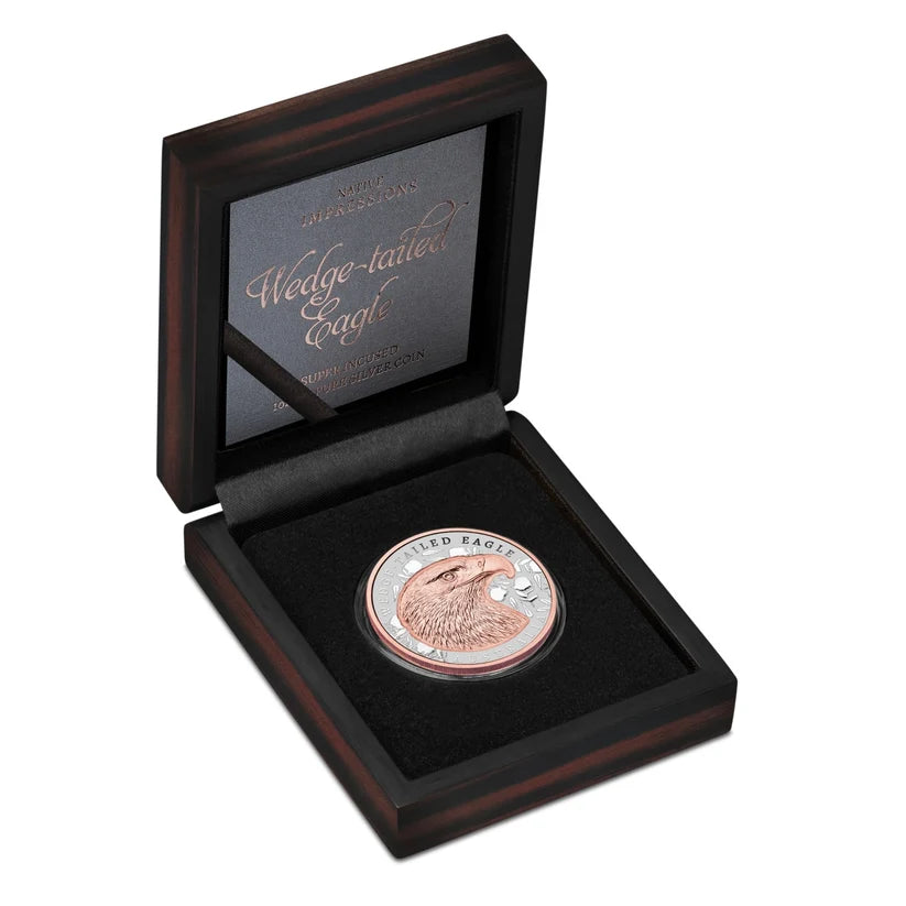 2026 1oz Native Impressions: Wedge-Tailed Eagle Silver Super Incused Rose Gold Coin