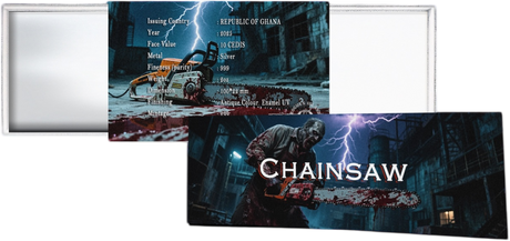 Bloody Chainsaw Shaped 2025 2 oz Silver Coin