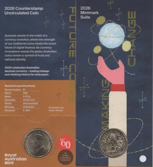 2026 $1 60th Anniversary of Decimal Currency - Australia Map Counterstamp - Individual Card