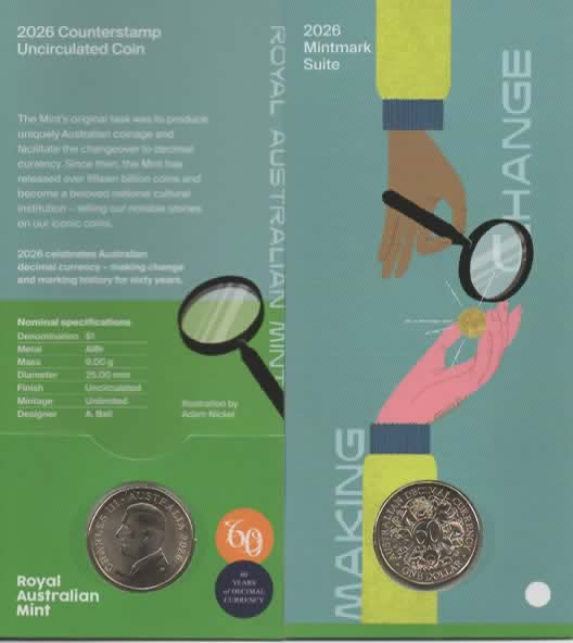 2026 $1 60th Anniversary of Decimal Currency - Australia Map Counterstamp - Individual Card
