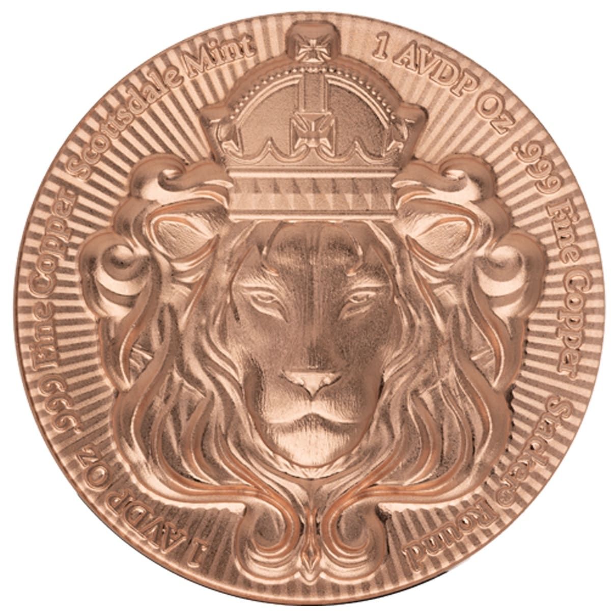 Scottsdale Lion Stacker 1 AVDP oz Copper Round