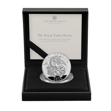 2026 1oz UK The Royal Tudor Beasts The Royal Dragon Silver Proof Coin