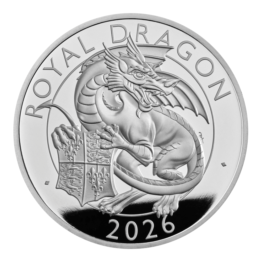 2026 1oz UK The Royal Tudor Beasts The Royal Dragon Silver Proof Coin