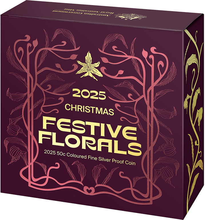 Christmas Festive Florals 2025 50c Coloured Fine Silver Proof Coin