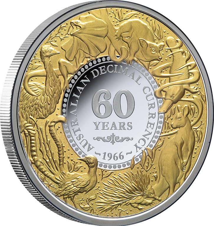 2026 1oz Decimal Currency 60th Anniversary Gold-plated Silver Proof Coin