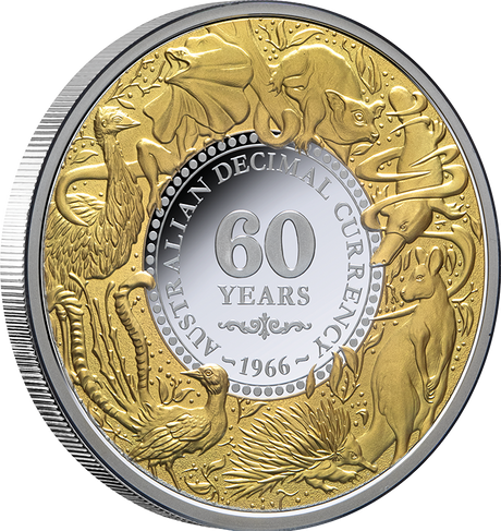 2026 1oz Decimal Currency 60th Anniversary Gold-plated Silver Proof Coin