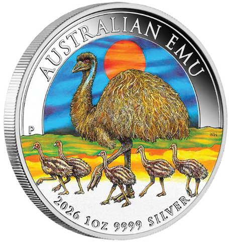 2026 1oz Australian Emu Silver Coloured Coin