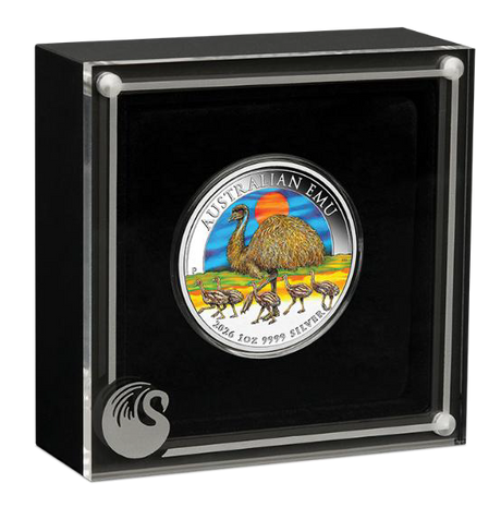 2026 1oz Australian Emu Silver Coloured Coin