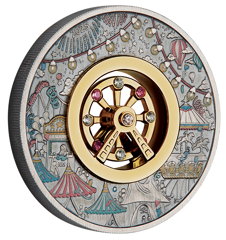 Ferris Wheel 2025 2oz Silver Antiqued Coloured Coin