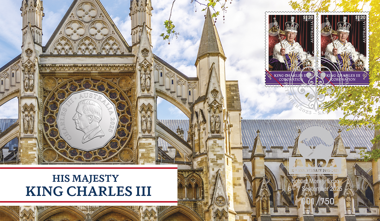 His Majesty King Charles III 2025 50c PNC - Hobart ANDA Money Expo 25