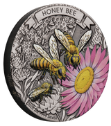 Australian Honey Bee 2025 2oz Silver Antiqued Coloured Coin