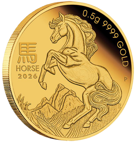 2026 0.5g Mini Horse Gold Proof Coin in Card - Australian Lunar Series III – Year of the Horse