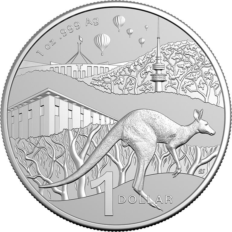 Kangaroo Series Bush Capital 2025 1oz Fine Silver Frosted Unc Coin