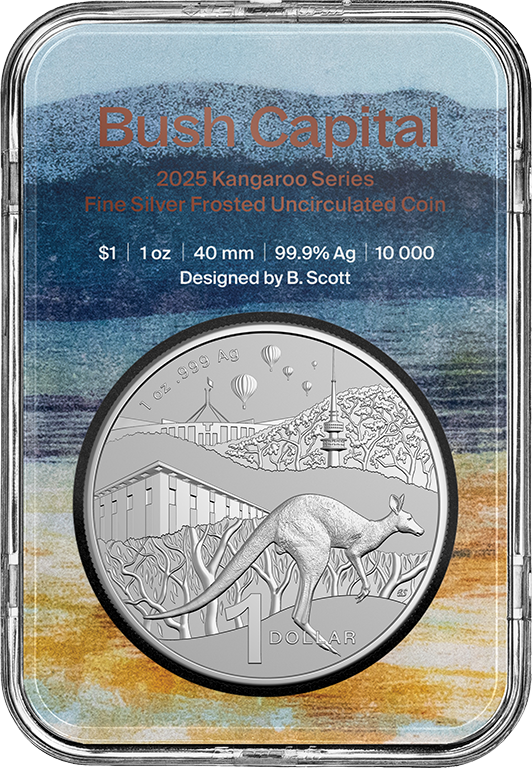 Kangaroo Series Bush Capital 2025 1oz Fine Silver Frosted Unc Coin