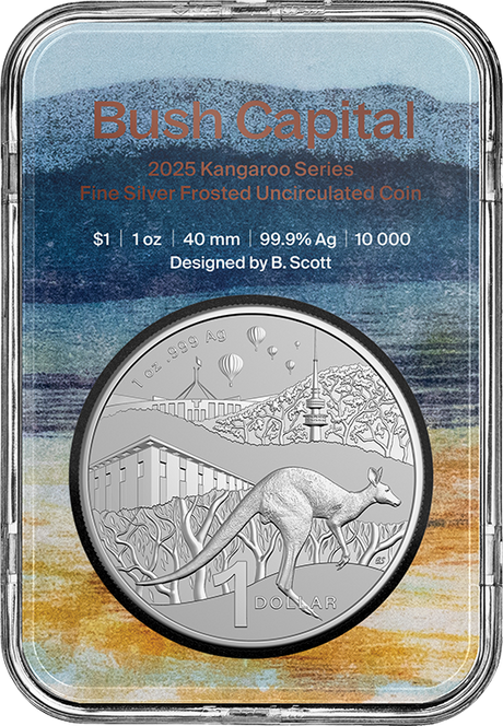 Kangaroo Series Bush Capital 2025 1oz Fine Silver Frosted Unc Coin