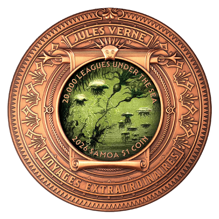 2026 $1 20,000 Leagues under the Sea High Relief Rotating Silver & Copper Bimetal Antique Coin