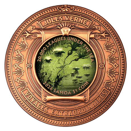 2026 $1 20,000 Leagues under the Sea High Relief Rotating Silver & Copper Bimetal Antique Coin