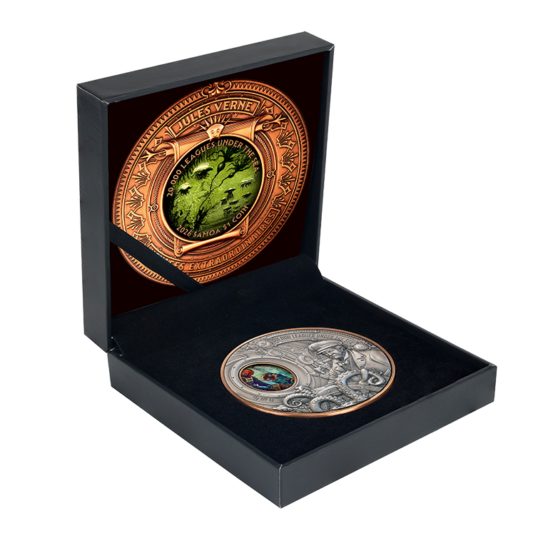 2026 $1 20,000 Leagues under the Sea High Relief Rotating Silver & Copper Bimetal Antique Coin