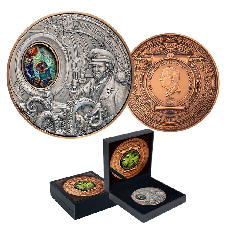 2026 $1 20,000 Leagues under the Sea High Relief Rotating Silver & Copper Bimetal Antique Coin