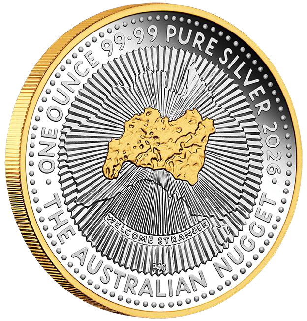 2026 1oz 40th Anniversary of Australia Nugget Program Silver Proof Gilded Coin