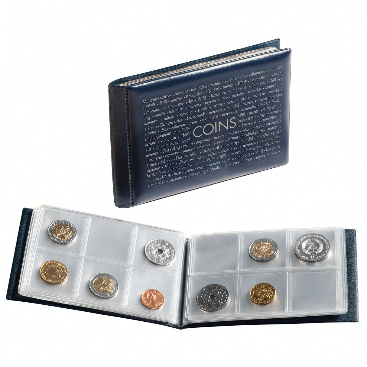 Coin Wallet Album ROUTE with 8 Coin Sheets each for 6 coins, blue